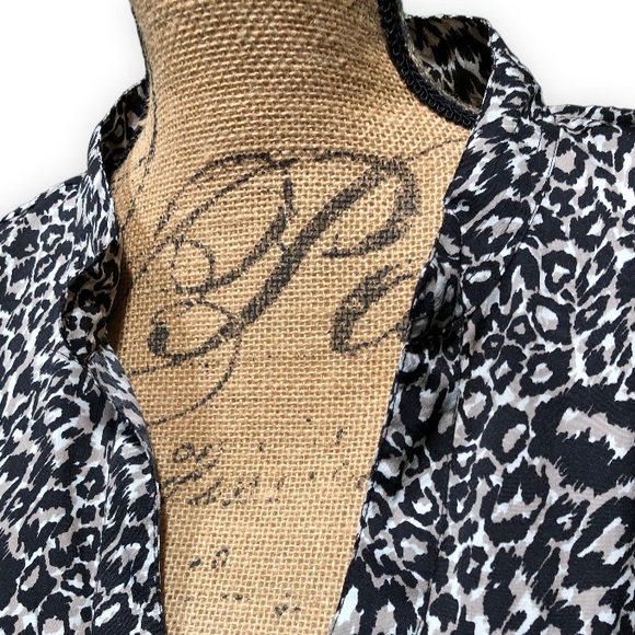 Loose Fit Leopard Print Sleeveless Front Tie Button Up Blouse from Indulge 2X - Picture 8 of 10